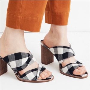 Madewell The Alexandria Mule Heels in Gingham Check Heels